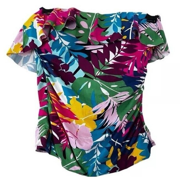 Floral Ruffle Tankini Top. Women’s sized 8 - Picture 2 of 5